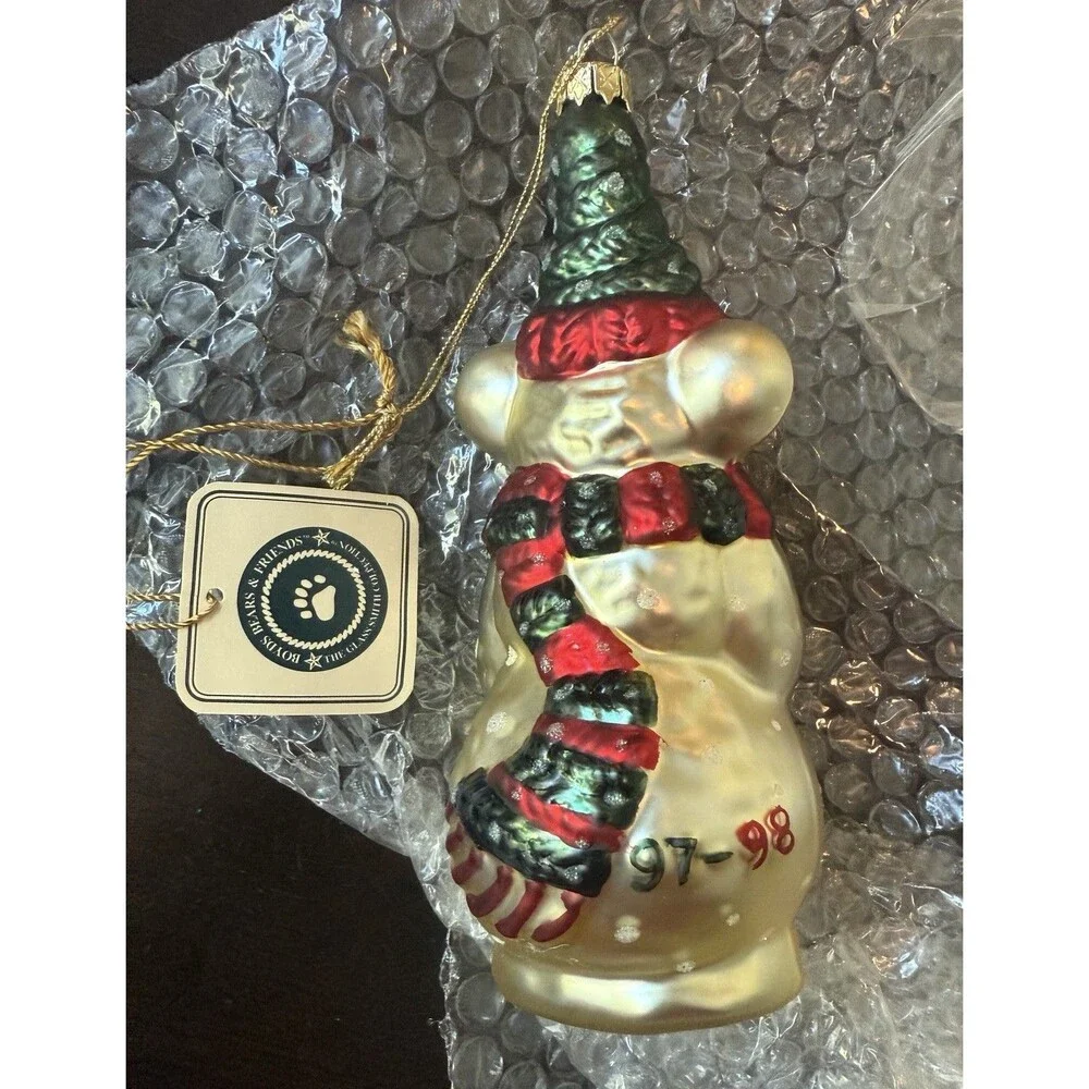 NWT Boyds Bears GlassSmith Collection OLAF SNOWBEARY Glass Ornament w/Box